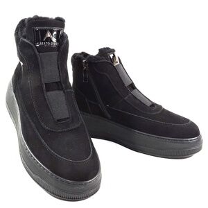 ALBERTO CICCIOLI 🇮🇹 WOMEN'S BLACK SOFT SUEDE FLAT ANKLE COMFORT BOOTIES